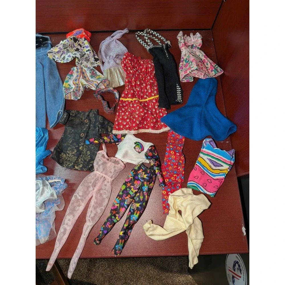 Vintage Barbie Doll Clothes Lot Mixed Accessories Dresses Handmade Outfits 65pc